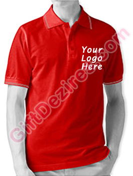 Designer Red and Grey Color Company Logo Printed T Shirts